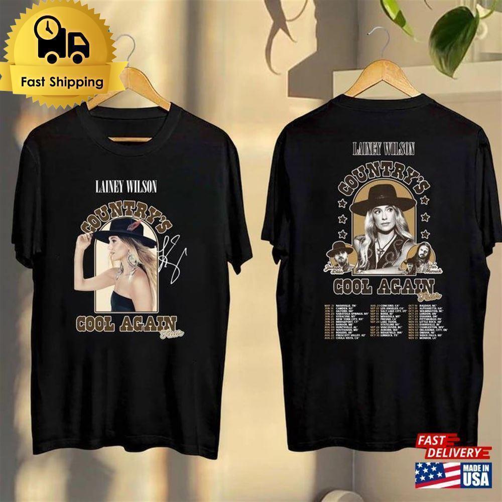 Lainey Wilson Graphic Shirt Countrys Cool Again Tour 2024 Fan Signature 2 Sided
